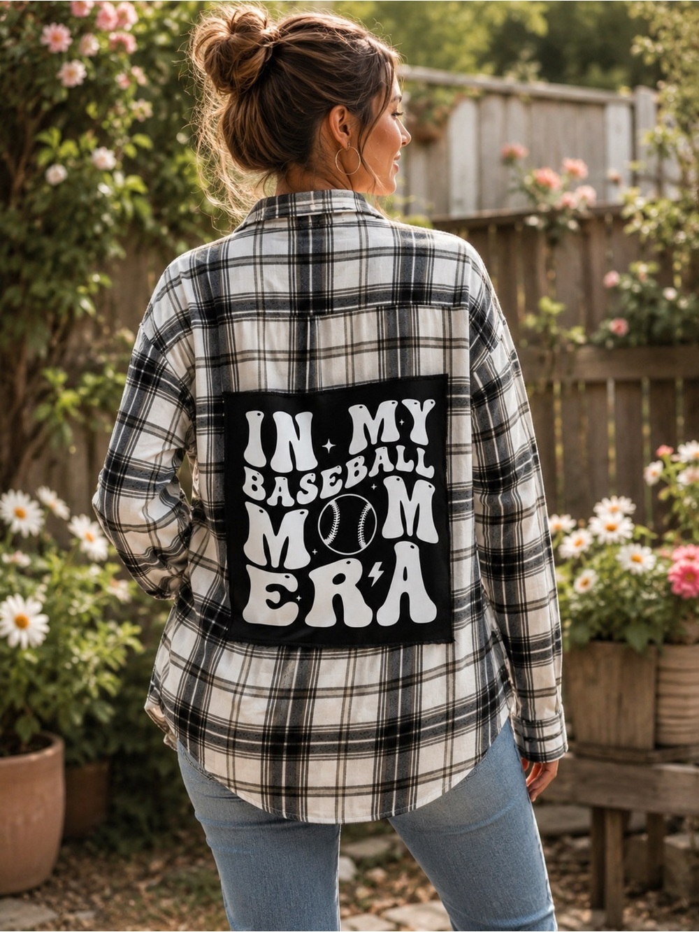 Upcycled Baseball Mom Flannel | Croft & Barrow | Size Medium 100% Cotton
